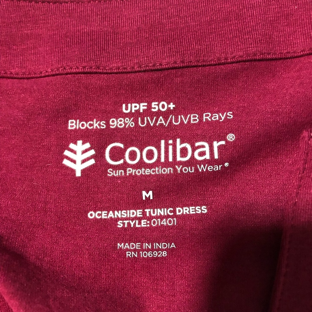 NWT coolibar cranberry red Oceanside tunic dress M sun protection upf 50+ 01401 - Picture 3 of 9